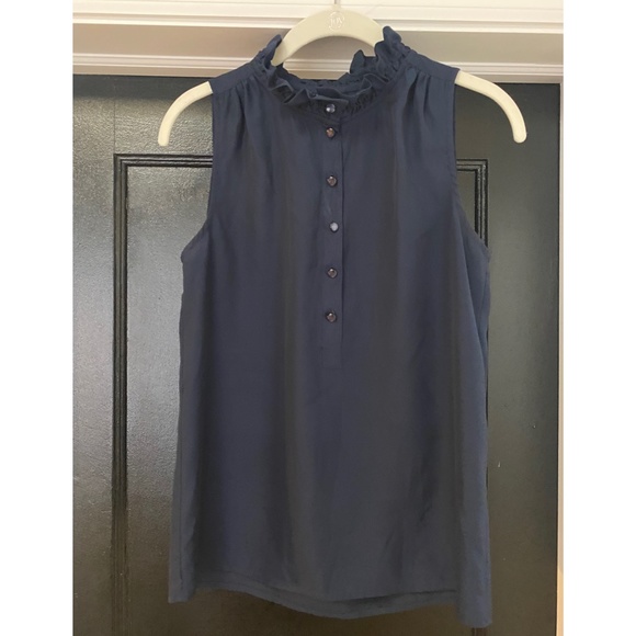 J. Crew Factory Sleeveless Blouse w/ Ruffle Collar - Picture 1 of 2